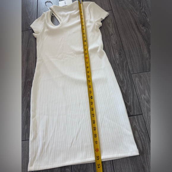 Elodie|White Ribbed Women's one shoulder cut-out Dress,minimalist style•••NWT - Picture 11 of 11